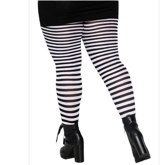 Leg Avenue Women's Nylon Striped Tights Women’s Plus Size 1X/2X - Picture 4 of 9